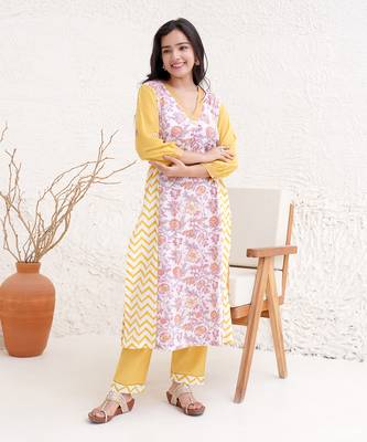 Chintz chevron kurta with narrow pants 3