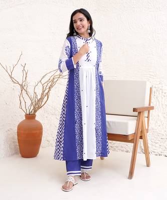 Indigo moroccan kurta with narrow pants 1