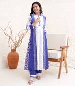 Indigo moroccan kurta with narrow pants