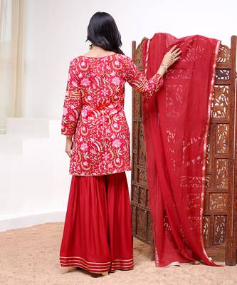 Carnation gota kurti with gharara 3