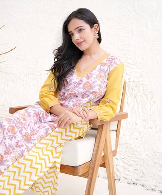 Chintz chevron kurta with narrow pants 4
