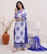 Floral chevron kurta with wide leg pants