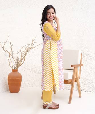 Chintz chevron kurta with narrow pants 5