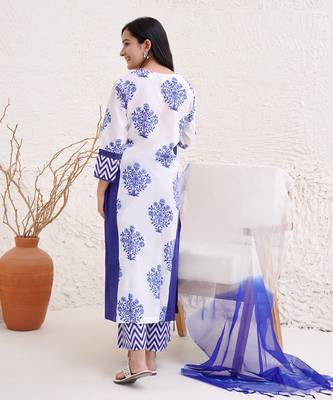 Floral chevron kurta with wide leg pants 3