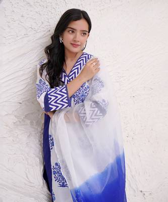 Floral chevron kurta with wide leg pants 5