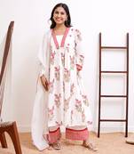 Ivory buta kurta with wide leg pants