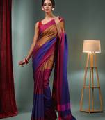 Multicolour Blended Silk Handwoven Soft Saree