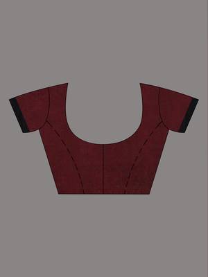 Red Cotton Blend Handwoven Saree With Nakshi Designs 6