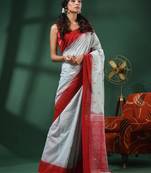 Sea Green Cotton Handwoven Saree With Texture Designs