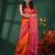 Orange Linen Handwoven Saree With Texture Border