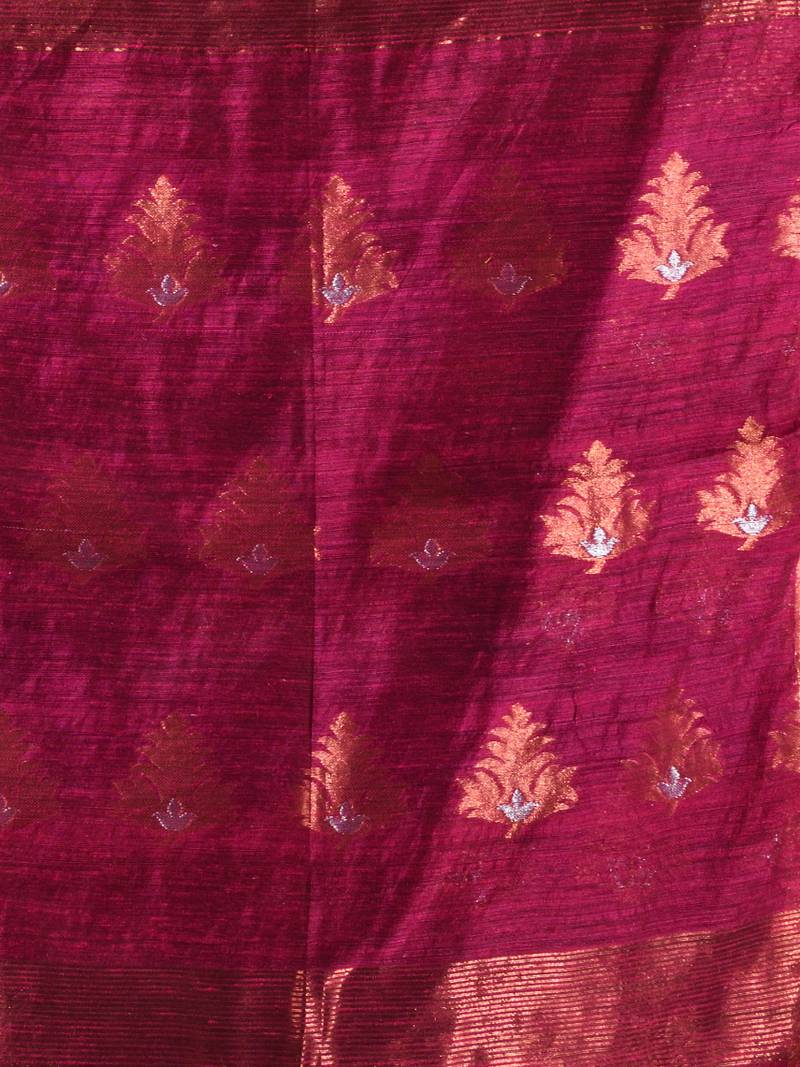 Matka Texture Magenta Matka Handwoven Saree With Texture Motifs - Charukriti - 4239932