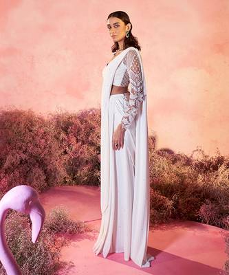 Sitara drape saree in white 1
