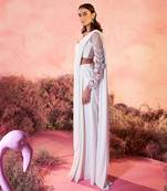 Sitara drape saree in white