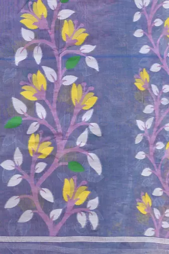 Pink Handwoven Dhakai Jamdani Saree With Foliage Designs Without Blouse