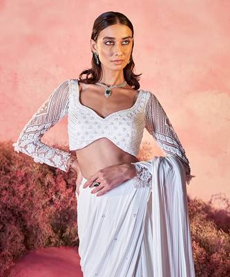Sitara drape saree in white 2