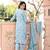 Aaryahi women cotton blue embroidery printed straight kurta and pant with dupatta set