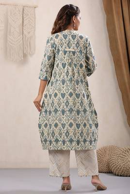 Grey Printed Off-white Cotton Kurta 2