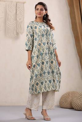 Grey Printed Off-white Cotton Kurta 3