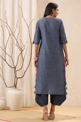 Blue Trendy Straight Cotton Kurta 2