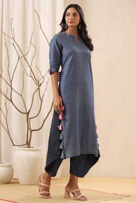 Blue Trendy Straight Cotton Kurta 3