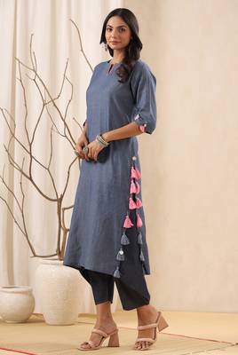 Blue Trendy Straight Cotton Kurta 4
