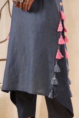 Blue Trendy Straight Cotton Kurta 6