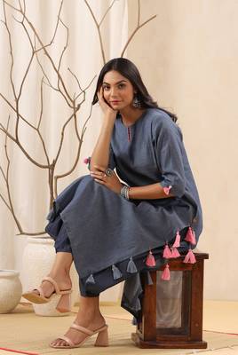Blue Trendy Straight Cotton Kurta 7
