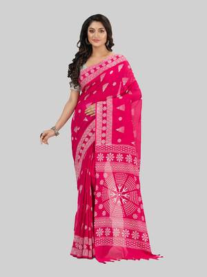 Desh bidesh pure cotton konark design handloom saree with blouse 1