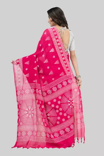 Desh bidesh pure cotton konark design handloom saree with blouse