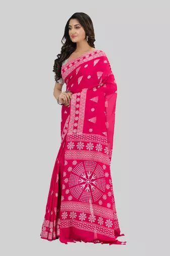 Desh bidesh pure cotton konark design handloom saree with blouse