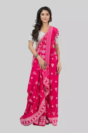 Desh bidesh pure cotton konark design handloom saree with blouse
