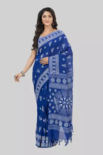 Desh bidesh pure cotton konark design handloom saree with blouse