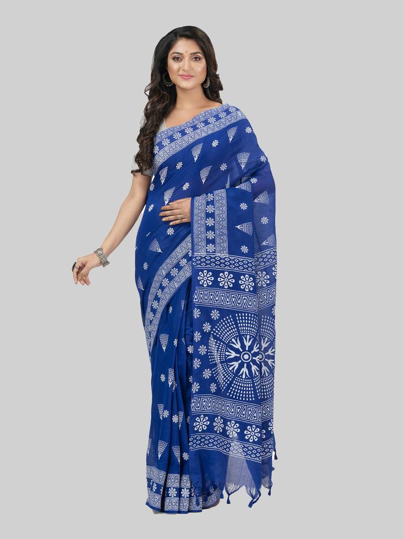 Desh bidesh pure cotton konark design handloom saree with blouse