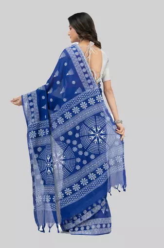 Desh bidesh pure cotton konark design handloom saree with blouse