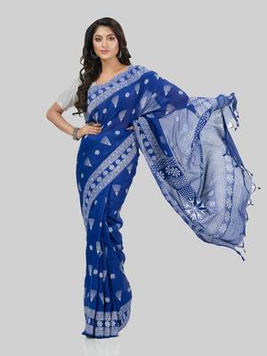 Desh bidesh pure cotton konark design handloom saree with blouse 4