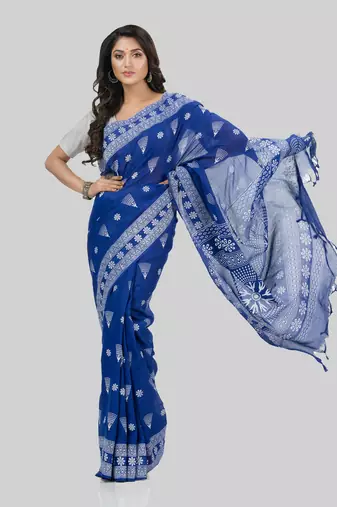 Desh bidesh pure cotton konark design handloom saree with blouse