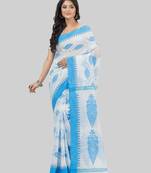 Desh bidesh bengali tant pure cotton handloom saree khadi potro leaf design with blouse