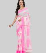 Desh bidesh bengali tant pure cotton handloom saree khadi potro leaf design with blouse