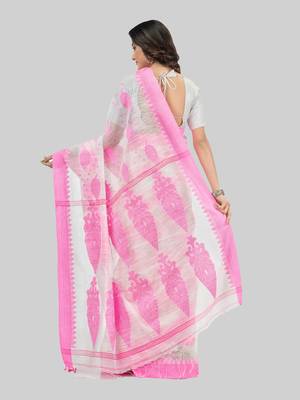 Desh bidesh bengali tant pure cotton handloom saree khadi potro leaf design with blouse 2