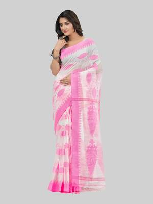 Desh bidesh bengali tant pure cotton handloom saree khadi potro leaf design with blouse 3