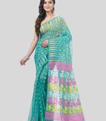 Desh Bidesh Queen Of Diamond Resham Dhakai Jamdani Bengal Pure Cotton Handloom Saree Without Blouse