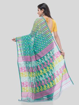 Desh Bidesh Queen Of Diamond Resham Dhakai Jamdani Bengal Pure Cotton Handloom Saree Without Blouse 2