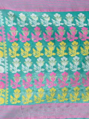 Desh Bidesh Queen Of Diamond Resham Dhakai Jamdani Bengal Pure Cotton Handloom Saree Without Blouse 5