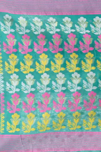 Desh Bidesh Queen Of Diamond Resham Dhakai Jamdani Bengal Pure Cotton Handloom Saree Without Blouse