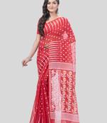 Desh Bidesh Queen Of Diamond Resham Dhakai Jamdani Bengal Pure Cotton Handloom Saree Without Blouse