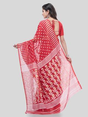Desh Bidesh Queen Of Diamond Resham Dhakai Jamdani Bengal Pure Cotton Handloom Saree Without Blouse 2