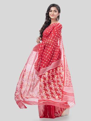 Desh Bidesh Queen Of Diamond Resham Dhakai Jamdani Bengal Pure Cotton Handloom Saree Without Blouse 3