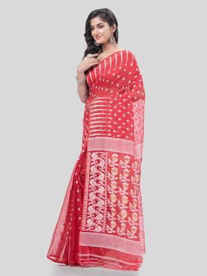 Desh Bidesh Queen Of Diamond Resham Dhakai Jamdani Bengal Pure Cotton Handloom Saree Without Blouse 4