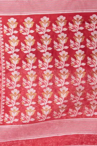 Desh Bidesh Queen Of Diamond Resham Dhakai Jamdani Bengal Pure Cotton Handloom Saree Without Blouse
