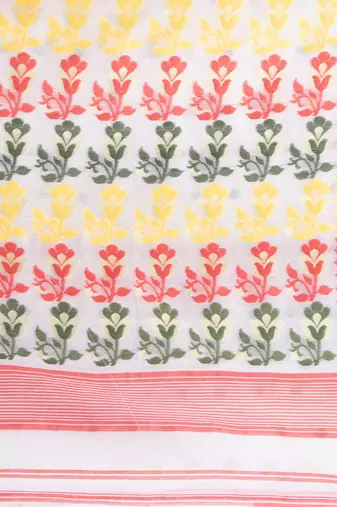 Desh Bidesh Queen Of Diamond Resham Dhakai Jamdani Bengal Pure Cotton Handloom Saree Without Blouse